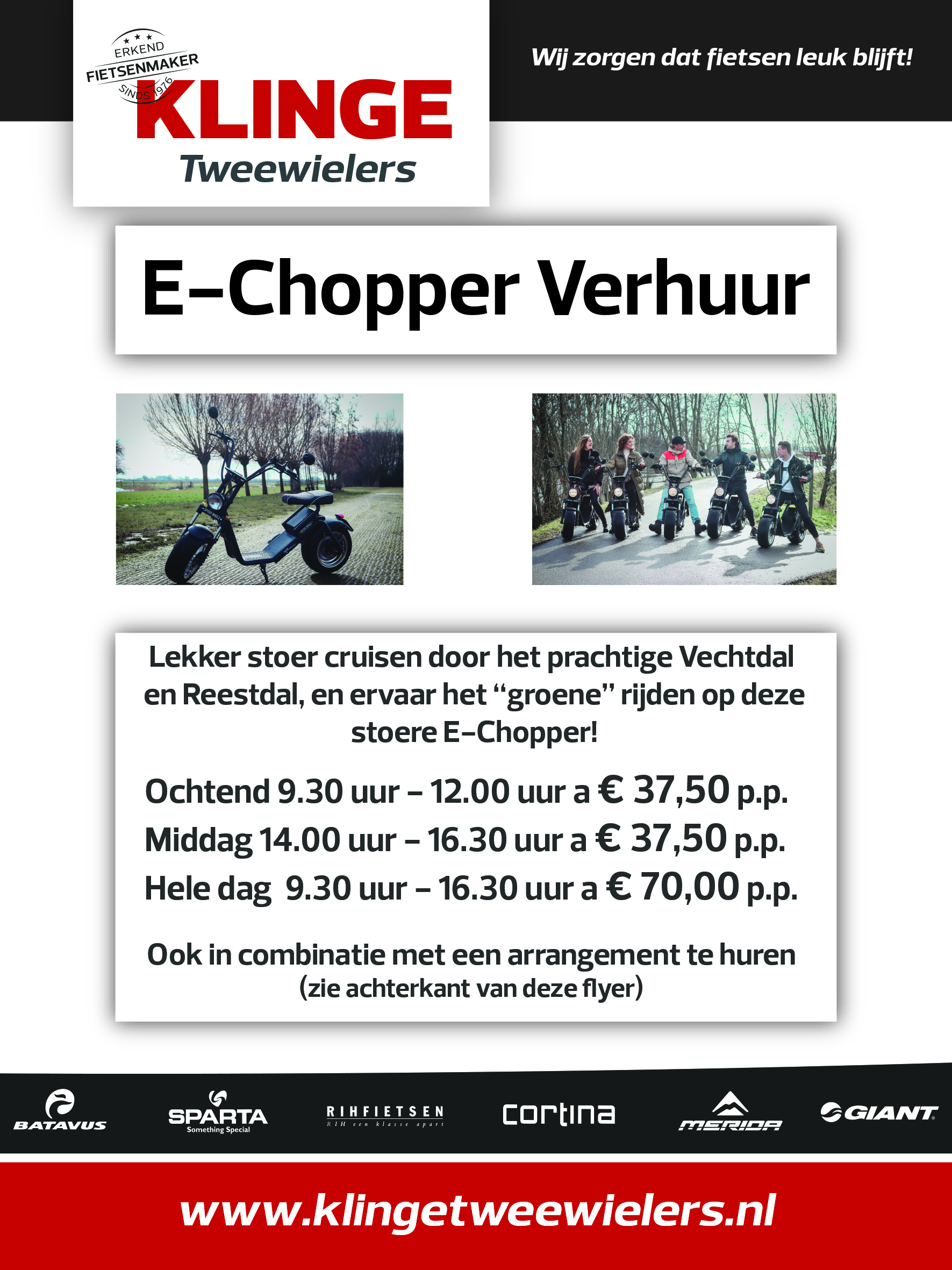 E-Chopper verhuur Klinge Tweewielers Nieuwleusen